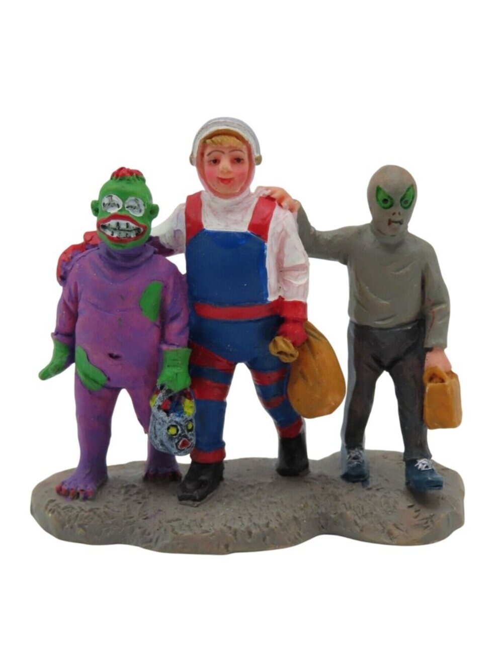 Lemax Spaceman and Two Aliens 32667 Spooky Town Trick Treater Halloween Village